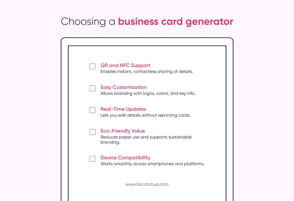 Checklist for choosing a business card generator